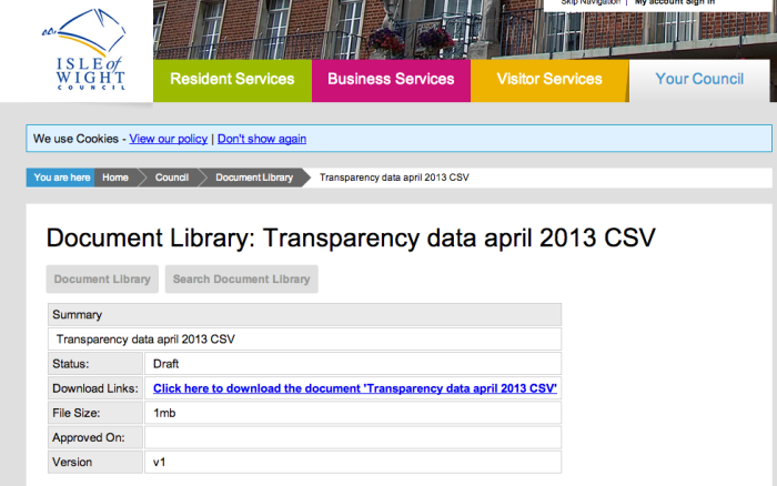 IW council transparency data download link